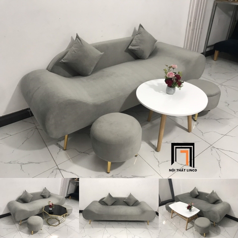D1 Bộ ghế sofa thuyền màu xám tro BL9 SFT dài 2m phòng nhỏ