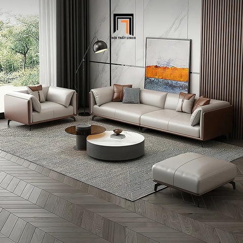 E1 Bộ ghế sofa phòng khách cao cấp KHQ147 Morelia da công nghiệp