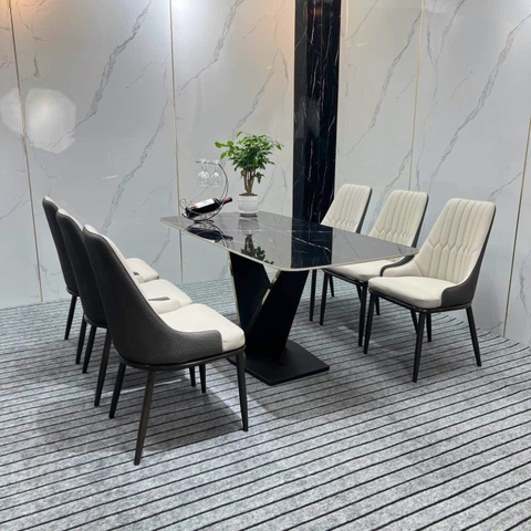 J2 Bàn ăn 6 ghế sang trọng 3-BAD6-G32-B12 chung cư hiện đại