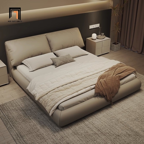 H1 Giường ngủ da giả hiện đại GN115 Willard 1m6 x 2m màu xám
