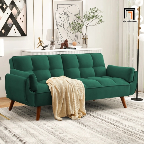 H1 Ghế sofa giường thông minh GB74 Kazal xanh lá vải nỉ dài 2m