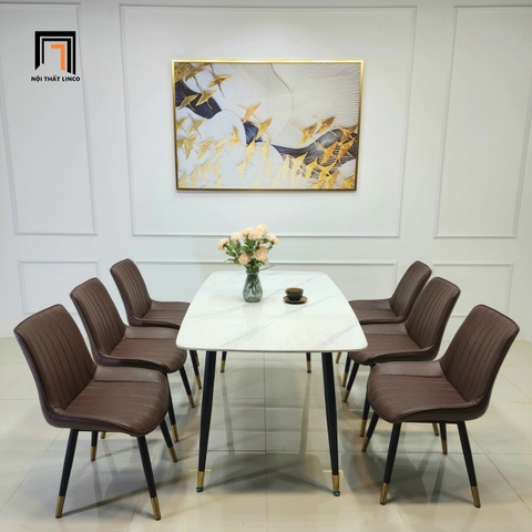 A3 Bộ bàn ăn 6 ghế giá rẻ 33-BAD6-G3-B66 mặt đá ceramic đẹp