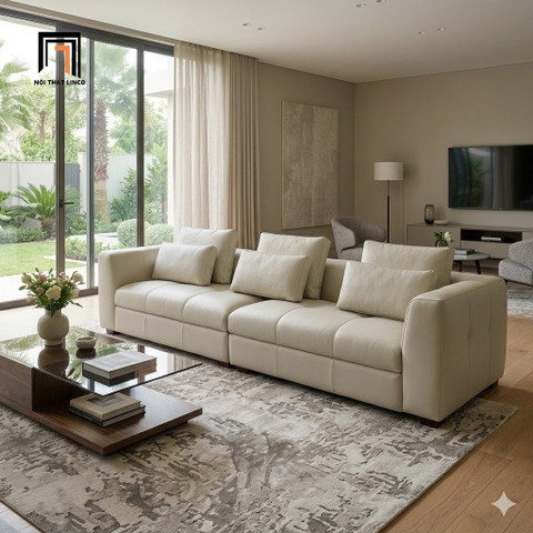 F1 Ghế sofa băng da xám trắng 2m6 BHQ97 Artas chung cư hiện đại