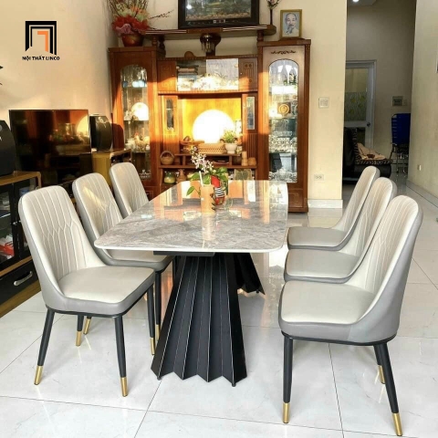 I1 Set bàn ăn 6 ghế nhập khẩu 34-BAD6-G2-B6 căn hộ chung cư