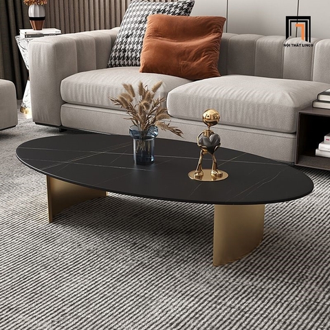 E3 Bàn trà trang trí sảnh chờ lớn BSF47 Reem mặt đá oval 1m x 60