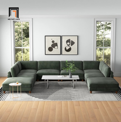 T3 Bộ ghế sofa chữ U gia đình sang trọng UT31 Duroy dài 3m4