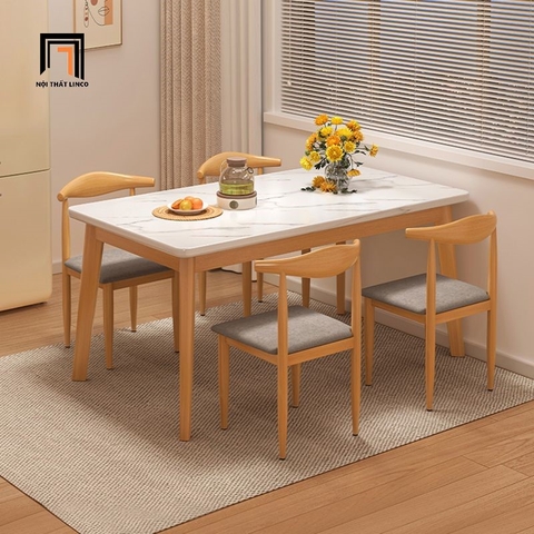 G2 Bộ bàn ăn 4 ghế mặt bàn sơn giả đá 55-KH4-G12-B110