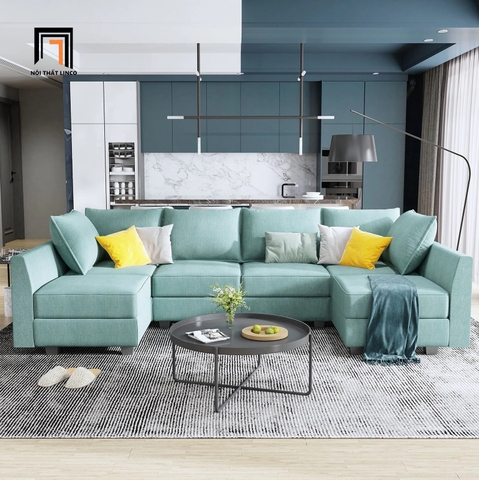 M2 Bộ ghế sofa chữ U màu xanh ngọc UT16 Dixie 2m9 giá rẻ