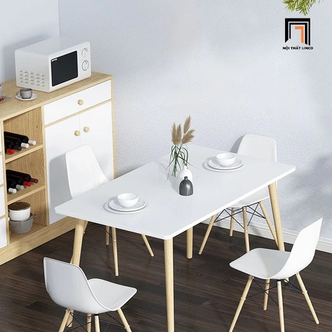 I1 Bộ bàn ăn chữ nhật 6-OC4-GCF1-BKH108 4 ghế nhựa chân gỗ