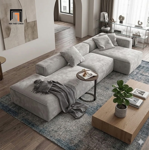 D2 Bộ ghế sofa góc L hiện đại GT277 Lyth 3m1 x 1m4 màu xám nhung