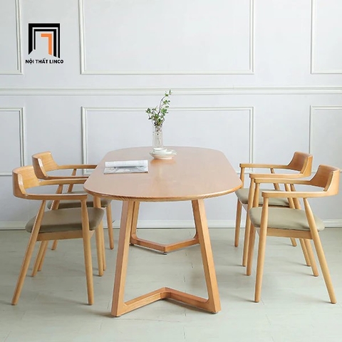 A3 Bộ bàn ăn hình oval bo cạnh 48-KH4-G32-B92Oval 4 ghế