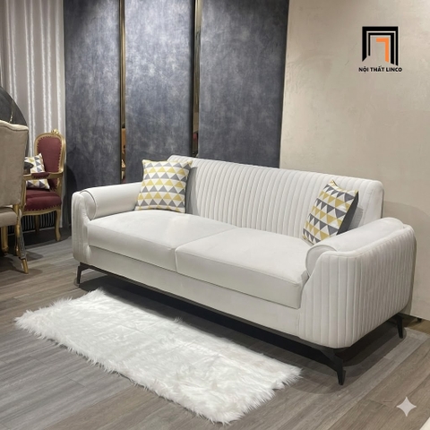 F2 Ghế sofa văng nỉ nhung BHQ91 Meriman 2m3 màu xám trắng