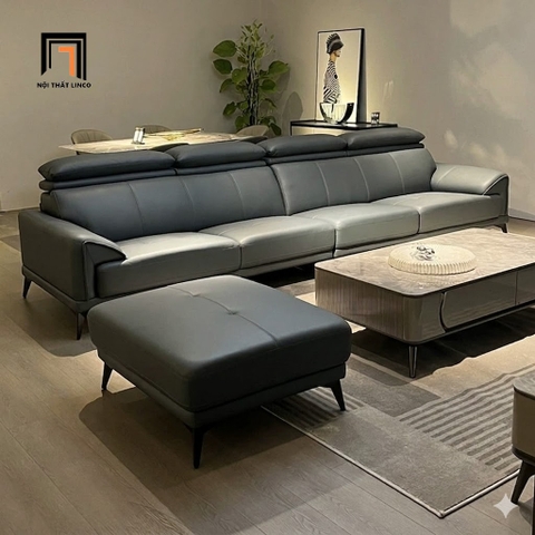 V1 Ghế sofa băng da xám đậm BHQ99 Wirch 2m8 sang trọng