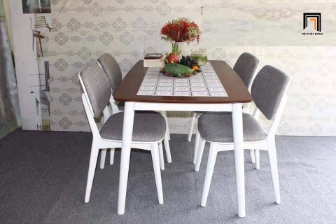 K1 Bộ bàn ăn ghế nệm vải 33-KH4-G17-B108 hiện đại cho căn hộ nhỏ