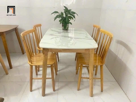 E2 Bộ bàn ăn cho gia đình 4 ghế 32-KH4-G18-B110 mặt bàn sơn giả đá