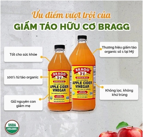 Giấm táo hữu cơ Bragg 473ml