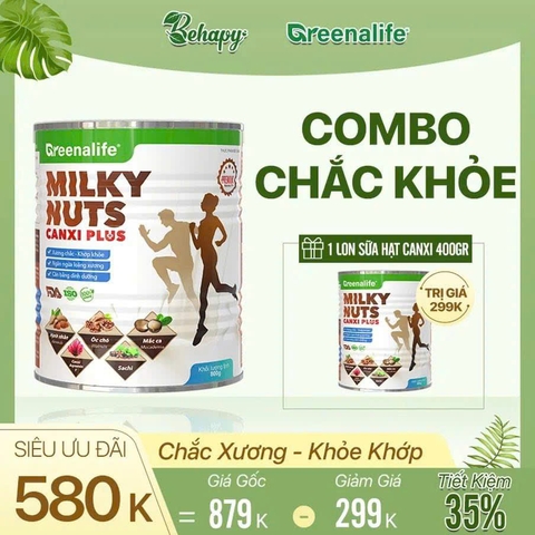 Combo 14- Mua 1 Milky Canxi Plus (Lon 800 gram) Tặng Milky Canxi Plus (Lon 400 gram) 299k