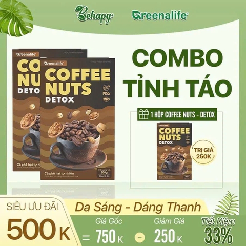 Combo 15- Mua 2 hộp Coffee Nuts Detox (10 gói 20gr) Tặng 1 hộp Coffee Nuts Detox 250k
