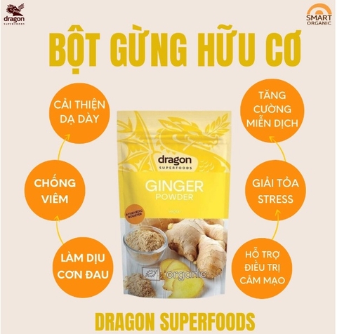 Bột gừng nguyên chất hữu cơ 200gr - Dragon Superfood
