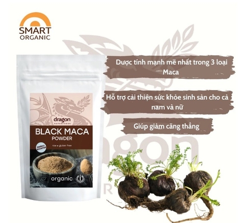 Bột nhân sâm Maca đen Peru hữu cơ 100gr - Dragon Superfood