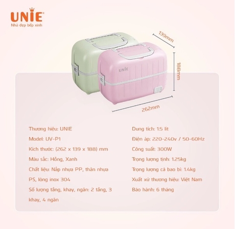 Hộp đựng cơm cắm điện văn phòng cao cấp UNIE UV-P1