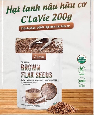Hạt lanh nâu hữu cơ 200gr - C'LaVie