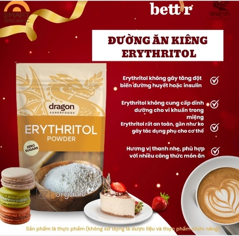 Đường ăn kiêng Erythritol (Zero Sugar) 250gr - Dragon Superfood