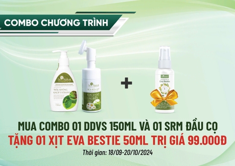 Combo 09- 1 Dung Dịch Vệ Sinh 150ml + Sữa rửa mặt đầu cọ 100ml Tặng 1 xịt Eva Bestie 50ml (99k)  425,000
