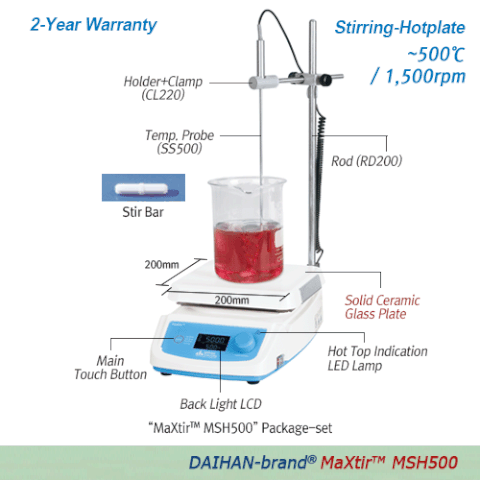 Máy khuấy từ gia nhiệt độ cao 500℃ MaXtirTM MSH500, Hãng: Daihan/Hàn Quốc