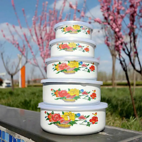 Bộ 5 Bát Thố Thép Tráng Men Sứ