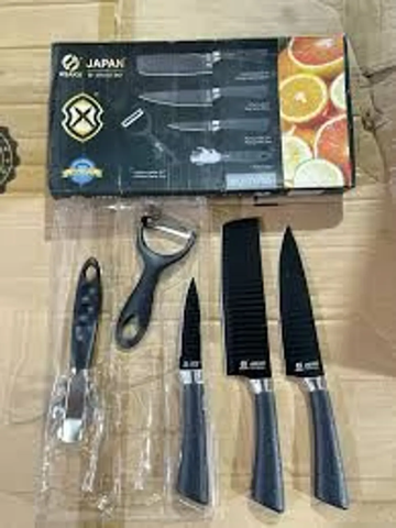 Bộ dao ASAHK Nhật sét 5 món sang trọng, chất liệu thép không gỉ