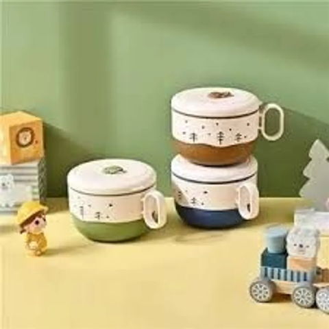 HỘP CƠM không gỉ, thìa và nắp đậy kín có tay cầm dành cho trường học, đại học và nơi làm việ