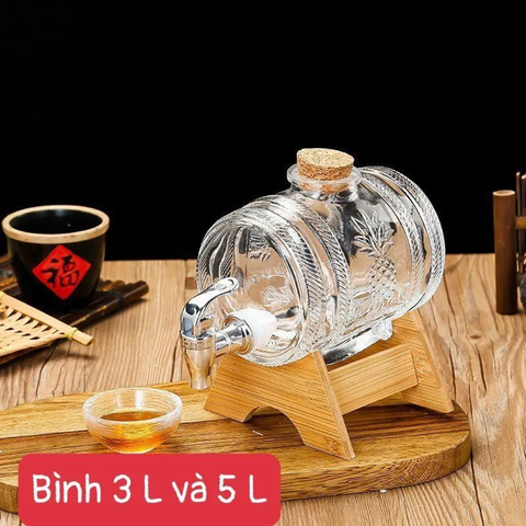 Bình Thủy Tinh Đựng Nước Có Vòi Rót Dung Tích 3L