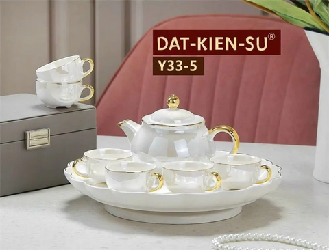 Bộ Ấm Chén Trắng CC Y33-5 (THÙNG 12B)