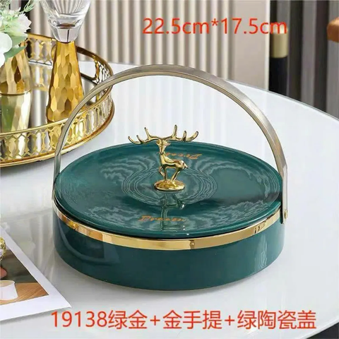 Khay sứ tròn đựng mứt tết, bánh kẹo