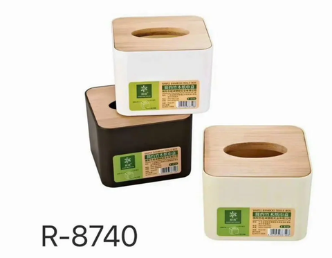 Hộp đựng giấy nắp vân gỗ hình chữ nhật