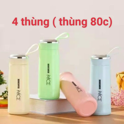 Bình nước cho bé thủy tinh bọc nhựa cách nhiệt hình dễ thương cỡ mini 350ml