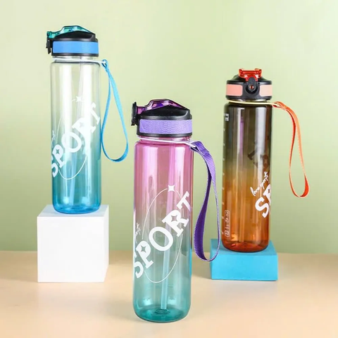 Bình nhựa sport kèm quai xách có ống hút SPORT