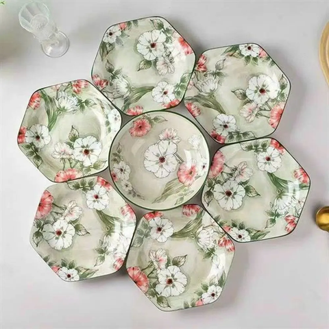 Đĩa Sứ Lục Giác Hoa 888 (THÙNG 60C)