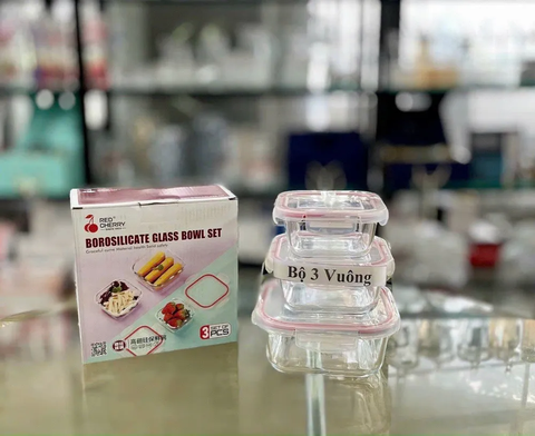 BỘ 3 HỘP THỦY TINH ĐỰNG THỰC PHẨM