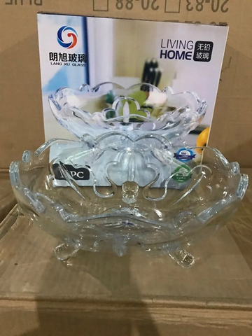 Đĩa Bát Thủy Tinh 3 Chân Trắng (THUNG 16C)