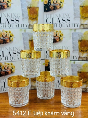 Bộ cốc thủy tinh khảm vàng