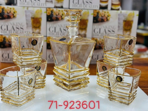 Bộ bình ly rượu viền vàng