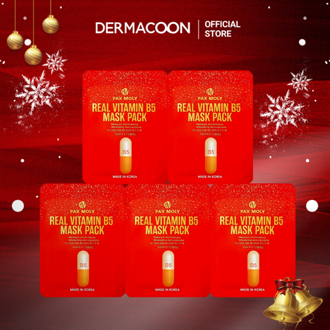 Mặt nạ dưỡng ẩm giúp làm dịu và làm mềm da khô, da mất nước PAX MOLY Real Vitamin B5 Mask Pack 5 Miếng
