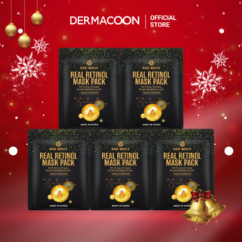 Mặt nạ dưỡng ẩm giúp tăng cường độ đàn hồi và giảm các dấu hiệu lão da PAX MOLY Real Retinol Mask Pack (5 Miếng)