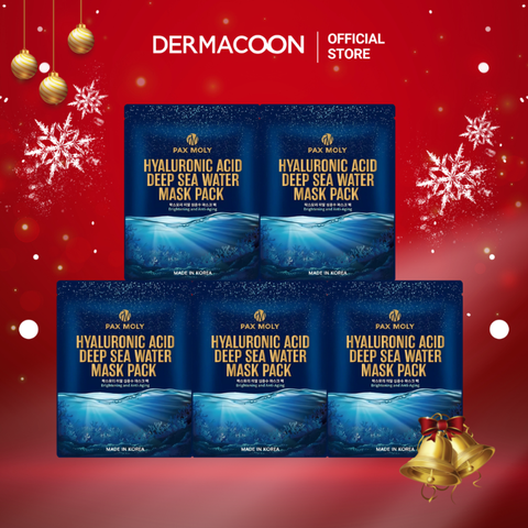 Mặt nạ dưỡng ẩm chuyên sâu giúp làm dịu kích ứng trên da khô PAX MOLY Hyaluronic Acid Deep Sea Water Mask Pack 5 Miếng