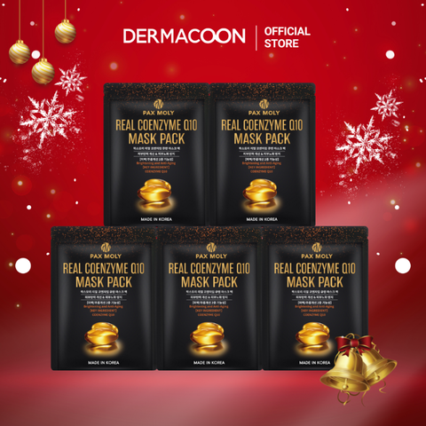 Mặt nạ dưỡng ẩm giúp da săn chắc và làm giảm dấu hiệu lão hoá da PAX MOLY Real Coenzyme Q10 Mask Pack (5 Miếng)