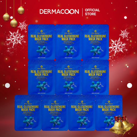 Mặt nạ dưỡng ẩm giúp làm sáng và giảm các dấu hiệu lão hoá da PAX MOLY Real Glutathione Mask Pack (Hộp 10 miếng)