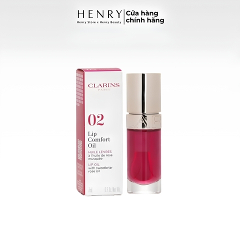 Dầu Dưỡng Môi Clarins Lip Comfort Oil #02 Raspberry 7ml – Dưỡng Ẩm, Tạo Độ Bóng Căng Mọng Với Sắc Hồng Tự Nhiên