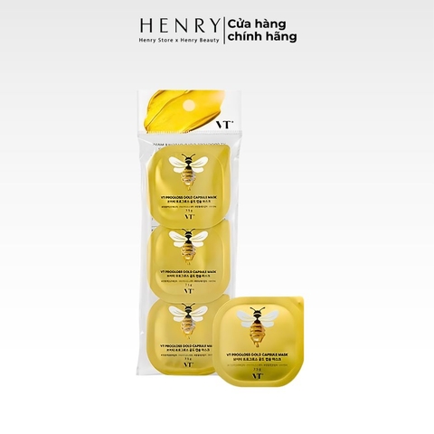 Set 3 Hộp Mặt Nạ Sữa Ong Chúa VT Progloss Gold Capsule Mask (7.5g x 3)